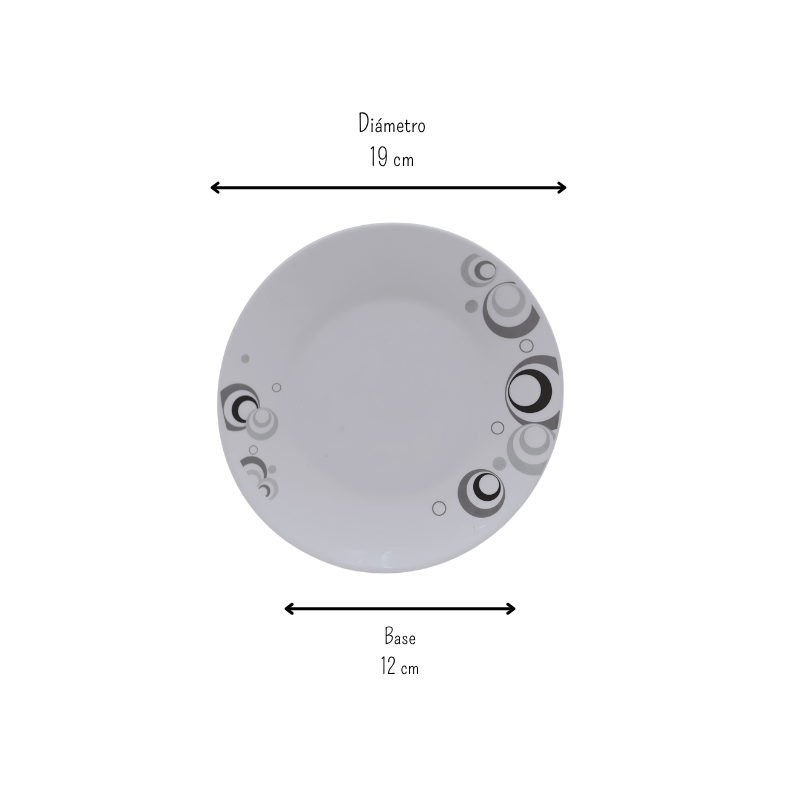 Plato Arrocero Pastelero Dots 19 cm Vidrio Opalino Redondo iLuminarc LYGP75-K1021