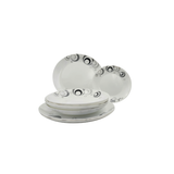 Vajilla DOTS redonda vidrio opalino blanco con gris 12 piezas 4 personas