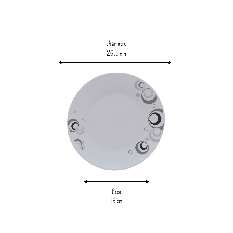 Plato Trinche Redondo Dots 26.5 cm Vidrio Opalino iLuminarc LYGP105-K1021