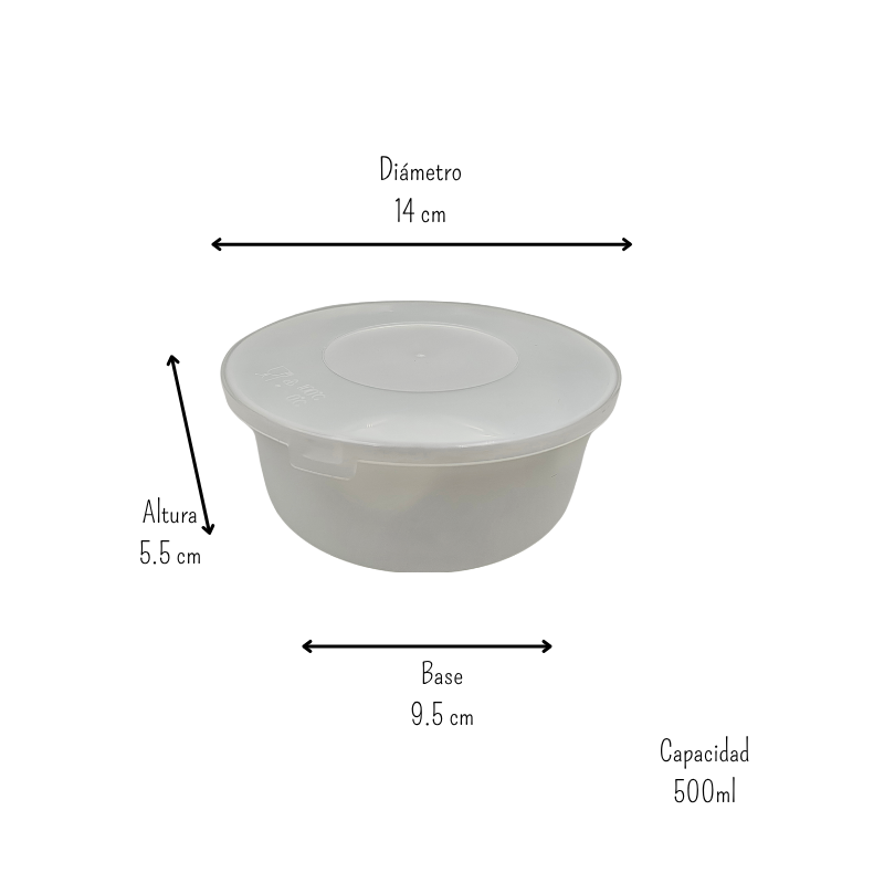 Tazón Recipiente Redondo Con Tapa 14 cm De Vidrio Opalino iLuminarc MW55