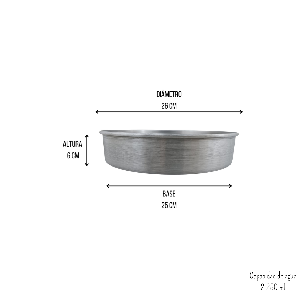 Molde de Aluminio Redondo para Repostería Pastelería 26 cm Aluminio Puro