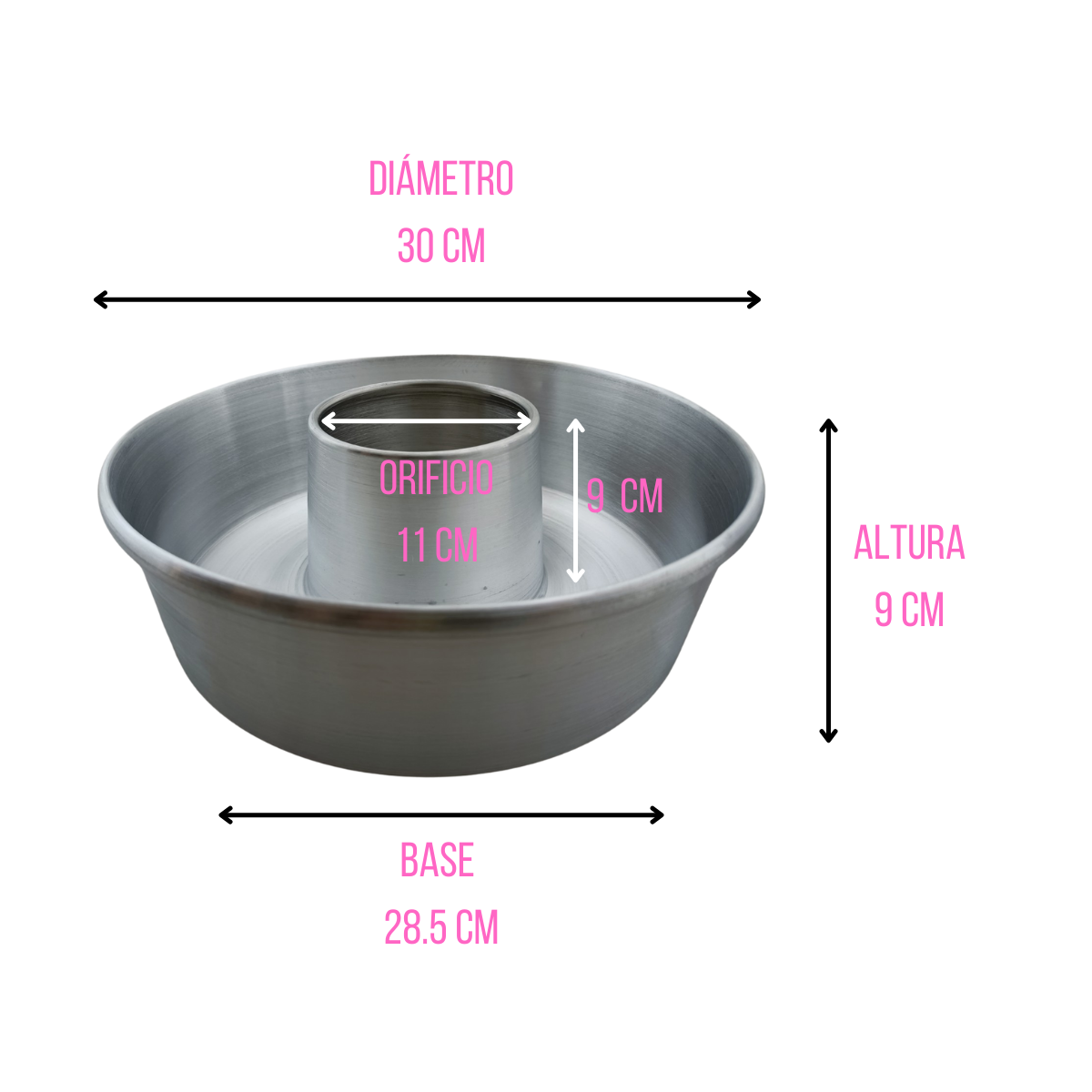 Molde de Aluminio para Rosca para Panadería Redondo de 30 cm Aluminio Puro