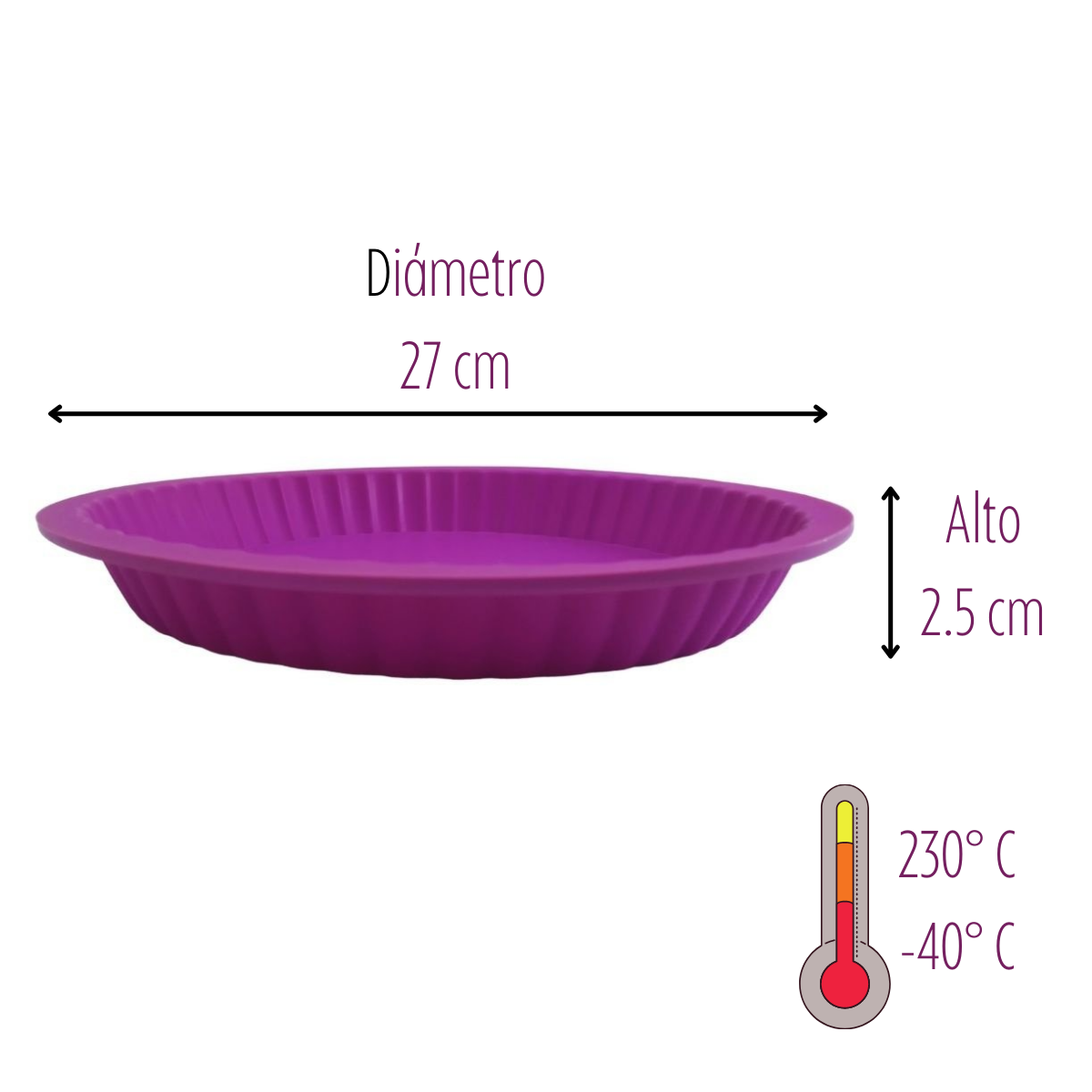 Molde Redondo de Silicón para Tarta Pay Repostería 27 cm Morado Alegría