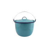 Olla Alta Chica de Peltre Azul con Tapa y Asas de 22 cm de 5 Litros 32640 Cinsa