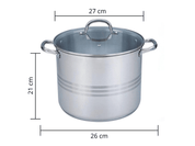 Olla Alta Chica de Acero Inoxidable con Tapa de 10 Litros 26x21 cm Tab and Kit TKS015