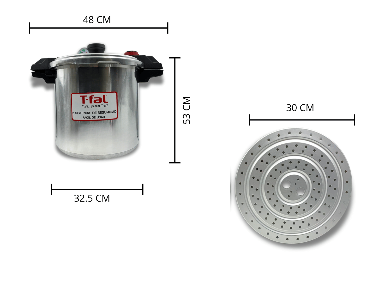 Olla de Presión Express de 20.8 Litros de Aluminio con Rejilla 5 Sistemas de Seguridad P3105231 T-fal