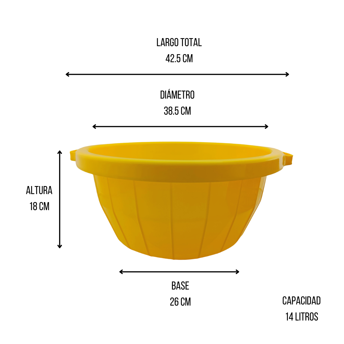 Palangana Tina Romana de Plástico con Asas de 14 Litros Número 1 Plasvic