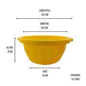 Palangana Tina Romana de Plástico con Asas de 14 Litros Número 1 Plasvic