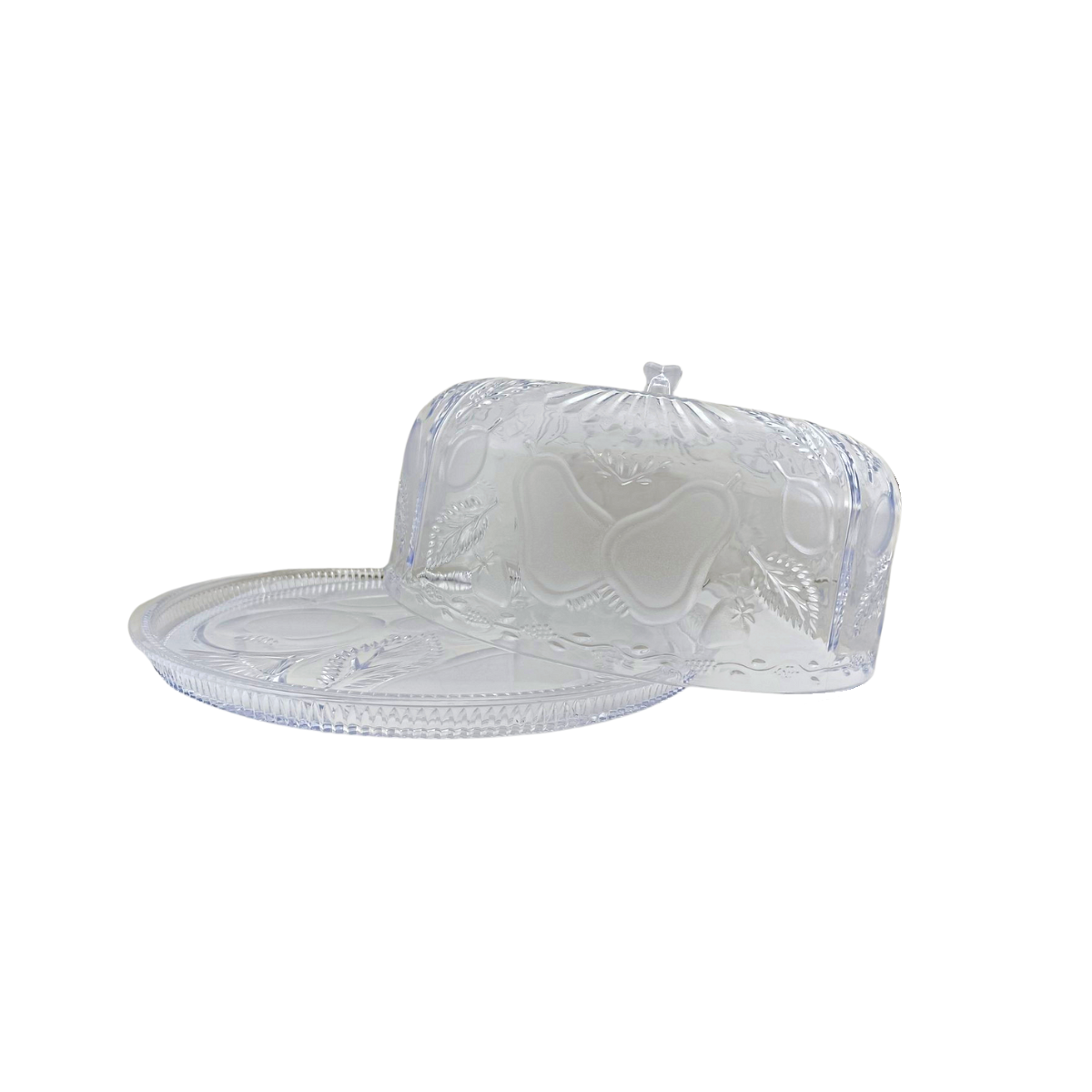 Panera Pastelera Grande con Tapa de Plástico Tipo Cristal Decorado 36.5 cm