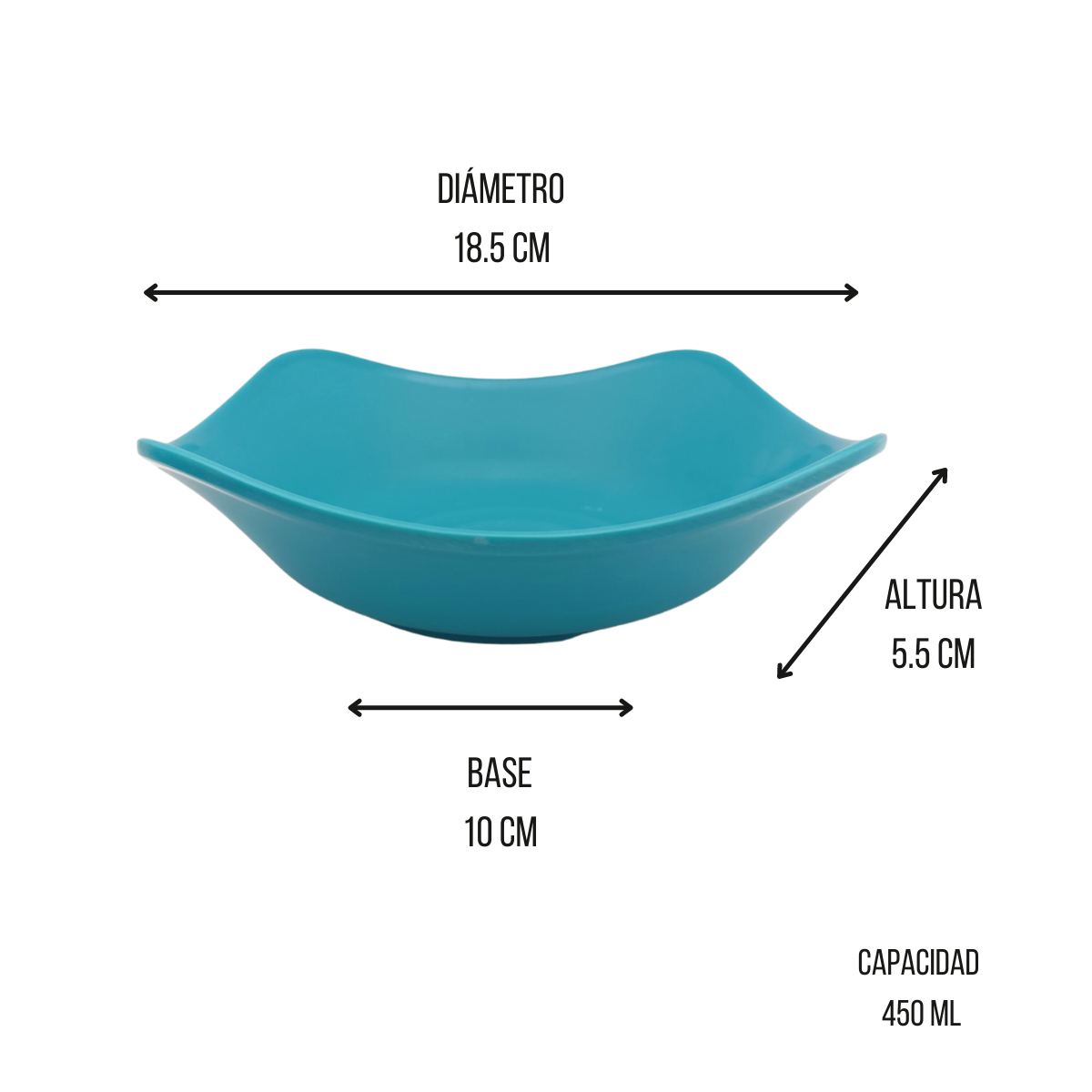 Plato Hondo 450 ml Cuadrado de Melamina Resistente tipo Plástico Turquesa Anforama