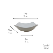 Tazón Sopero Cuadrado de 450 ml de Melamina tipo Plástico Blanco Mate Anforama