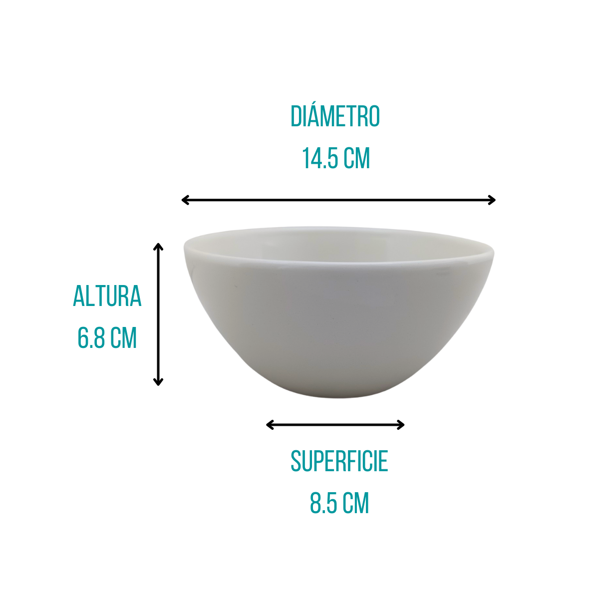 Tazon Blanco de Loza para Restaurante  15 cm diametro color hueso