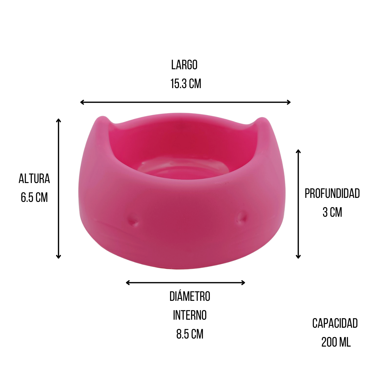 Plato Comedero Ergonómico para Gato de Plástico de 200 ml 15.3 cm Rosa San Remo