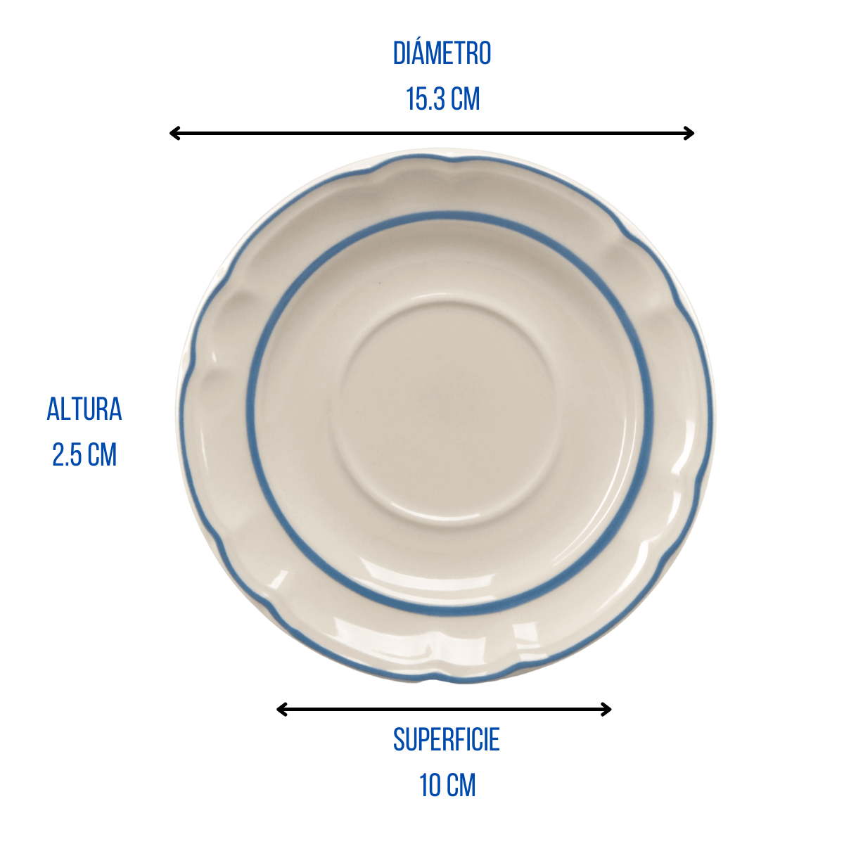 Plato para Taza Clásico Redondo de 15.3 cm de Loza tipo Cerámica Victoria Santa Anita