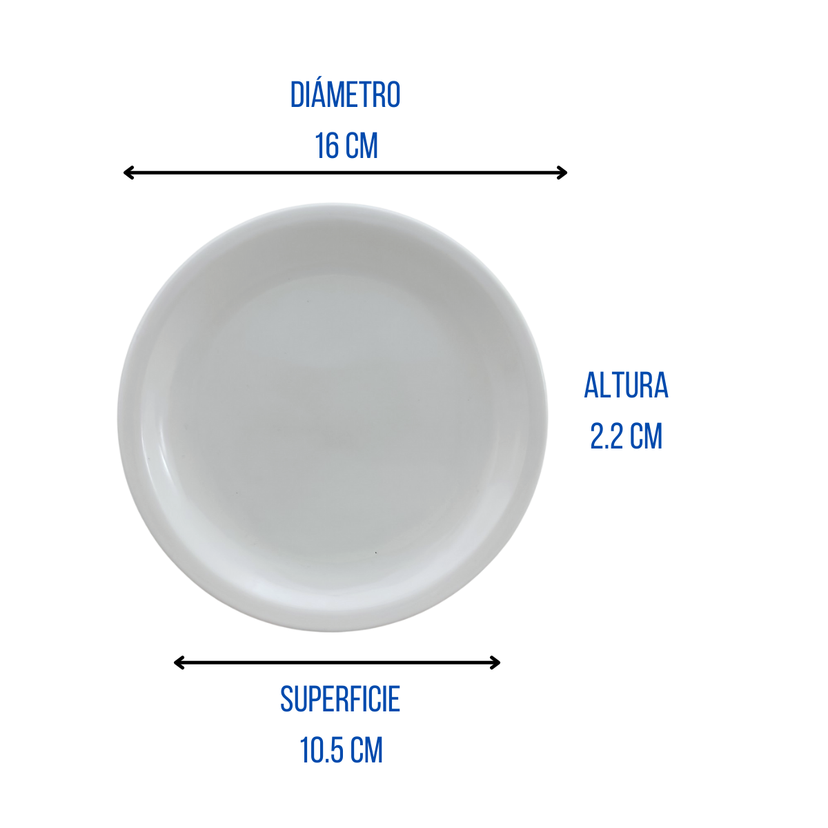 Plato Panero Redondo para Postre 16 cm Melamina tipo Plástico Blanco Tavola