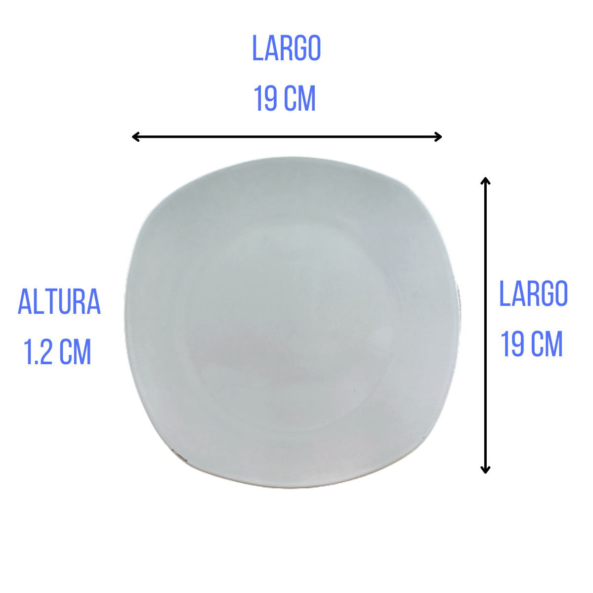 Plato Cuadrado Arrocero Pastelero Elegante 19 cm de Loza Antartic Santa Anita