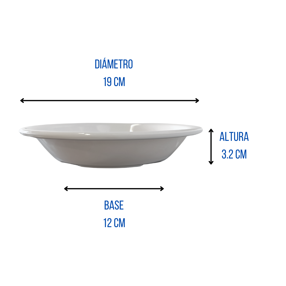 Plato Hondo Sopero 350 ml 19 cm 7.4'' de Melamina tipo Plástico Blanco Tavola