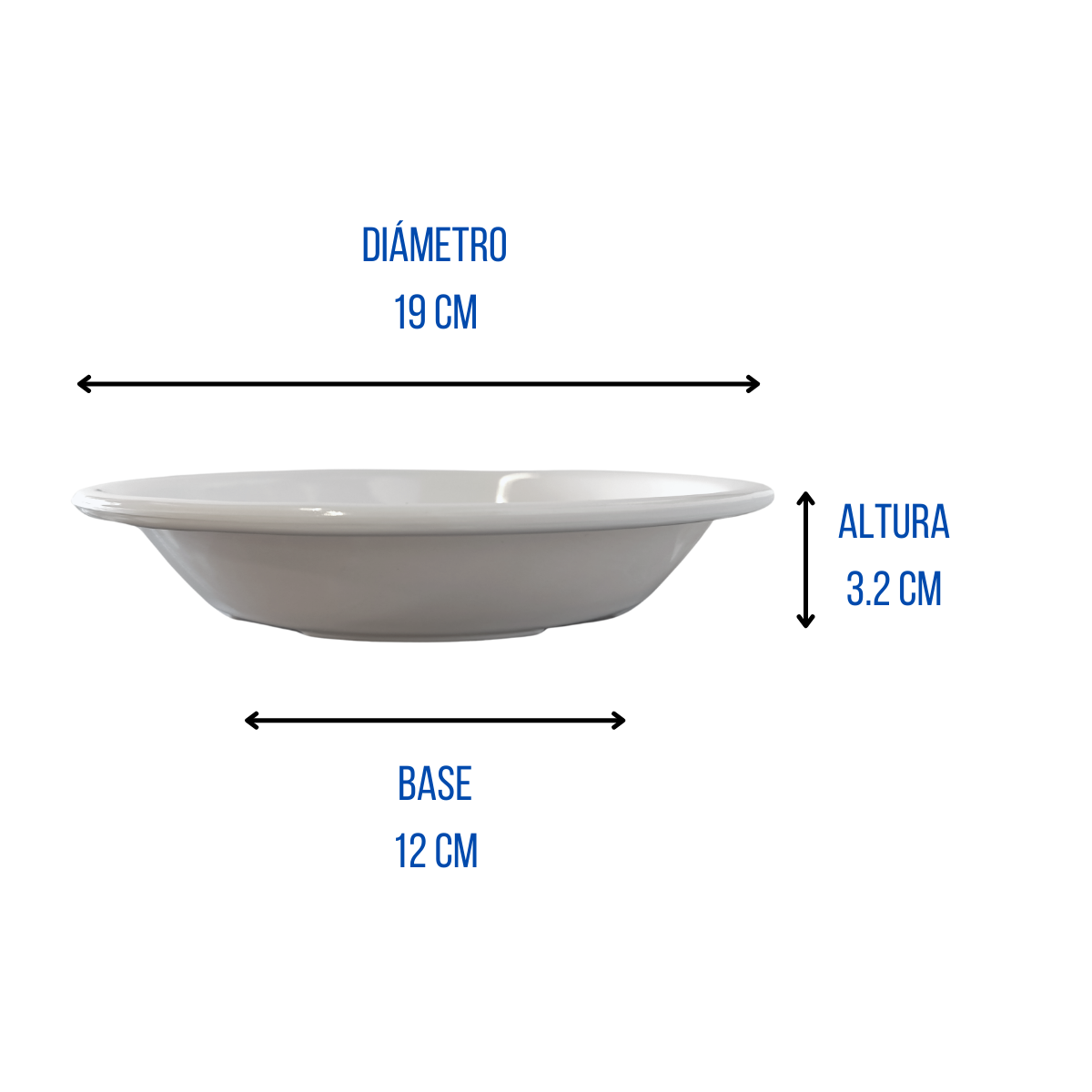 Plato Blanco 280 ml para sopas, hecho de Melamina tipo plastico. Tavola