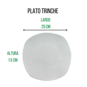 Plato Trinche Cuadrado Clásico Elegante de 25 cm de Loza Antartic Santa Anita