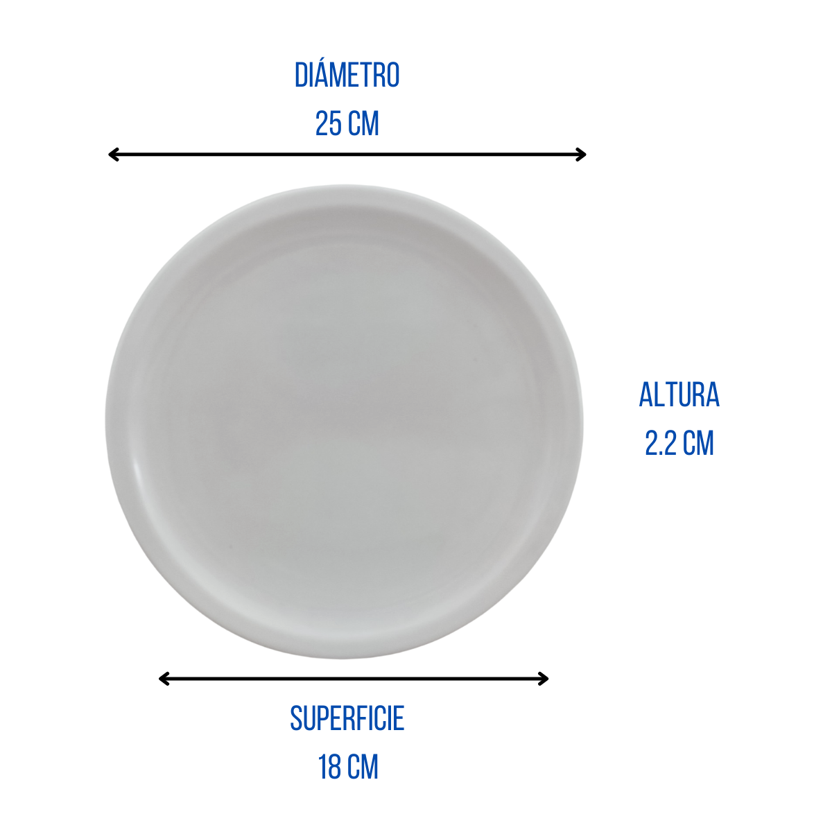 Plato Triche Grande Redondo 25 cm 9.8'' Melamina tipo de Plástico Blanco Tavola