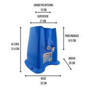 Porta Garrafón con Dispensador de Plástico Resistente 31.4 cm Azul Anforama
