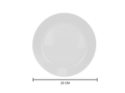 Plato Ensaladero Arrocero Pastelero Clásico Redondo de 20 cm de Vidrio Opalino Blanco Antartic Anfora