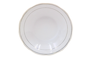 Plato Hondo Sopero de 23 cm 360 ml de Loza tipo Cerámica Blanco con Filo Plateado Tab and Kit