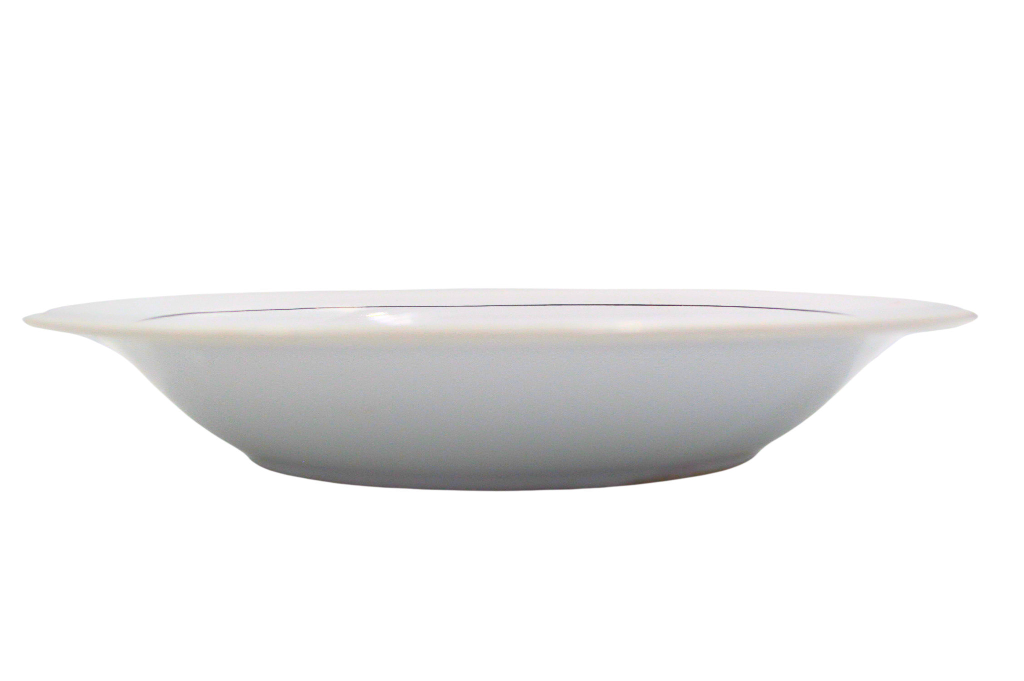 Plato Hondo Sopero de 23 cm 360 ml de Loza tipo Cerámica Blanco con Filo Plateado Tab and Kit