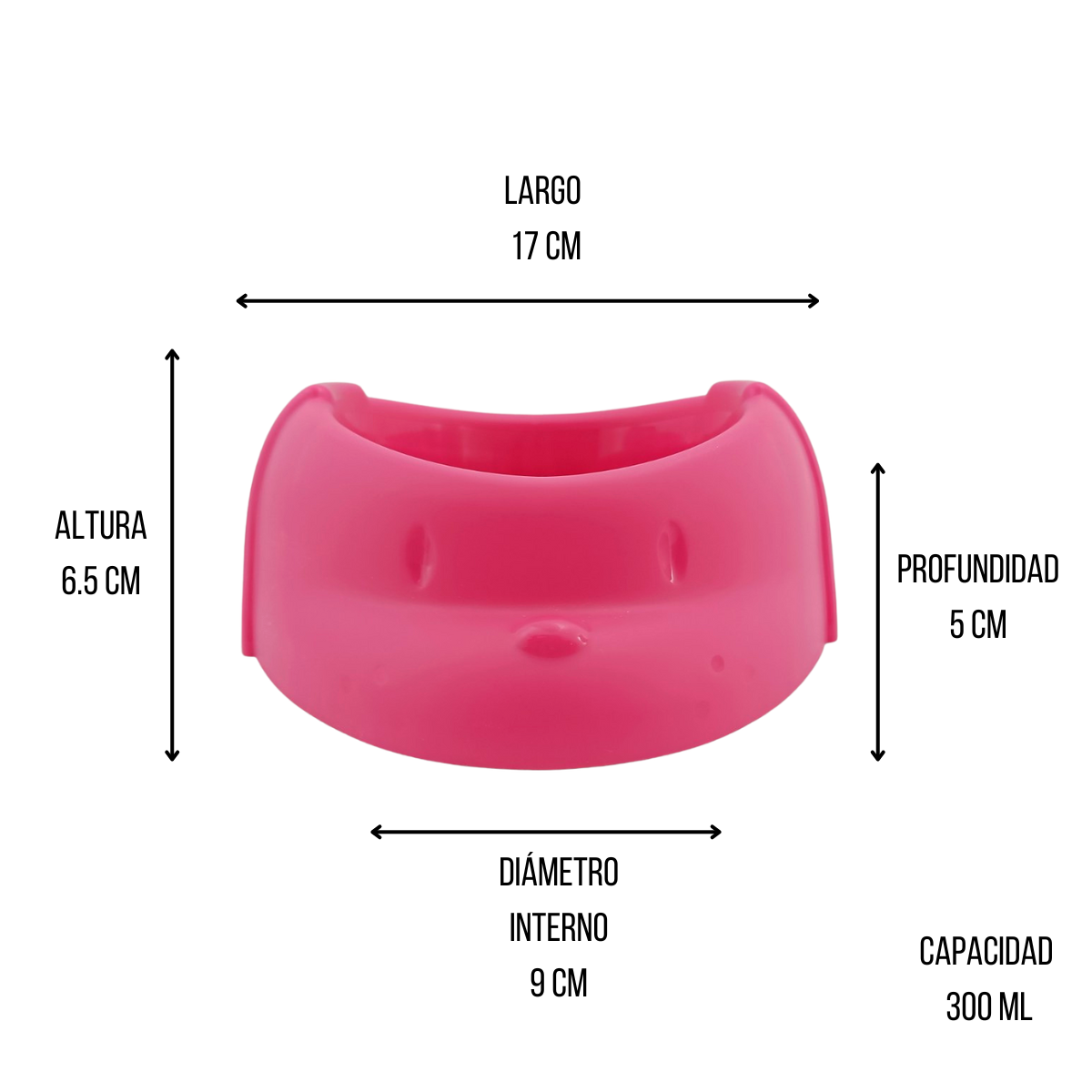 Plato Comedero Redondo para Mascota de Plástico de 300 ml 20 cm Rosa San Remo