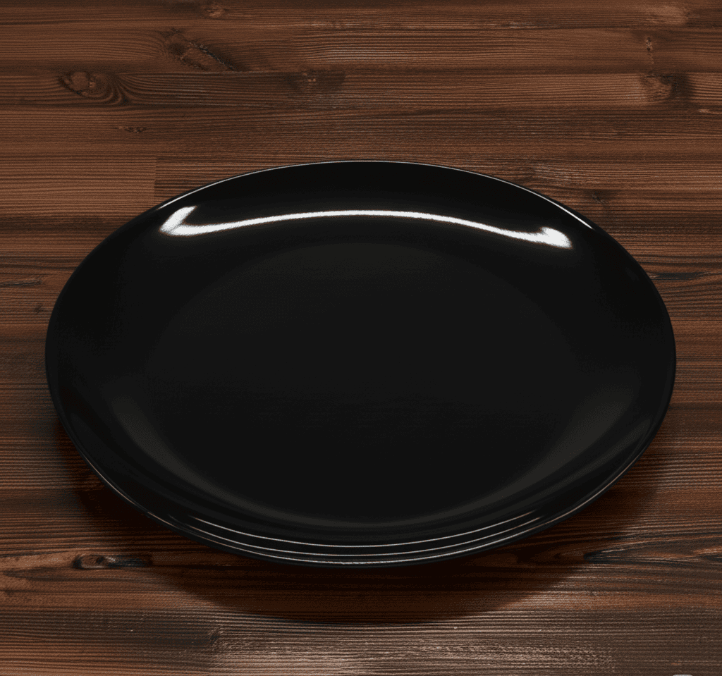 Plato Trinche Clásico Redondo de 26.5 cm de Vidrio Templado Negro iLuminarc