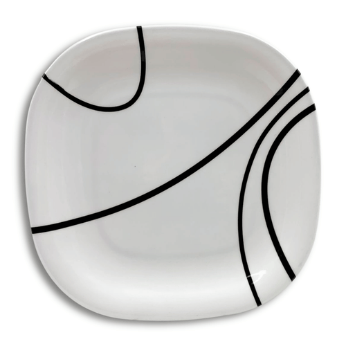 Plato Trinche Cuadrado de 20 cm de Melamina Resistente tipo Plástico Líneas TKM096 Tab and Kit