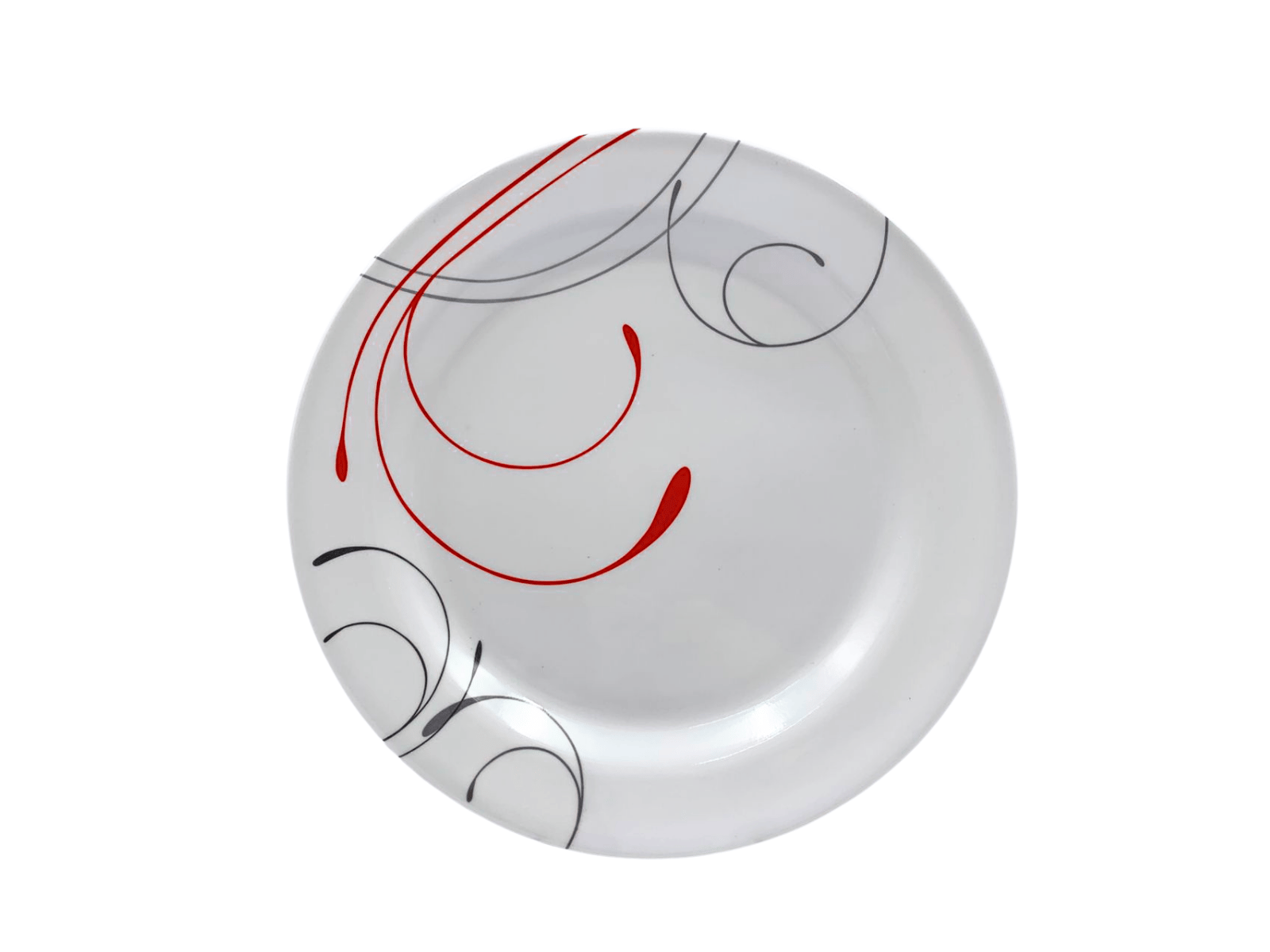 Plato Trinche de 20 cm de Melamina Resistente Tipo Plástico Líneas Rojas TKM104 Tab and Kit