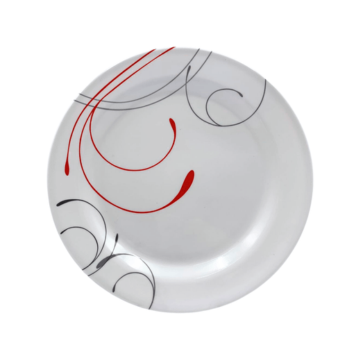 Plato Trinche de 20 cm de Melamina Resistente Tipo Plástico Líneas Rojas TKM104 Tab and Kit