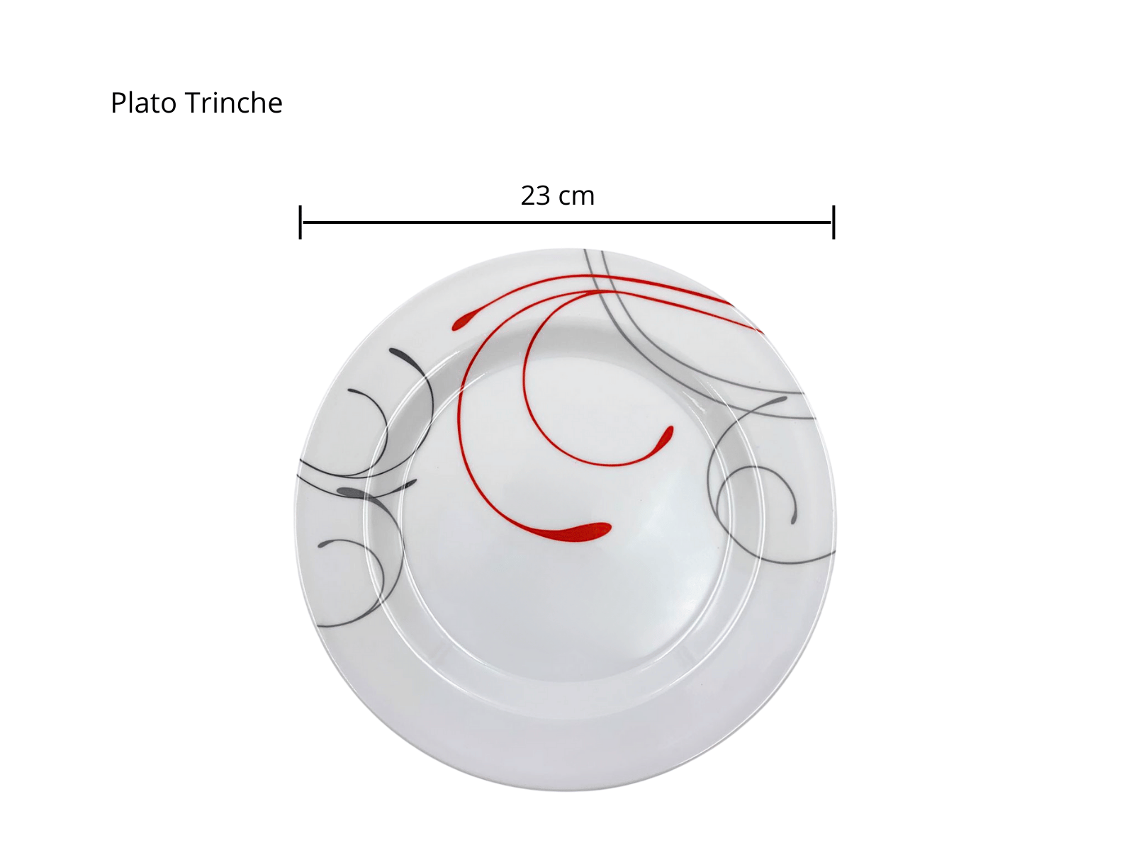 Plato Trinche de 23 cm de Melamina Resistente Tipo Plástico Líneas Rojas TKM105 Tab and Kit