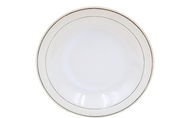 Plato Hondo Sopero de 23 cm 360 ml de Loza tipo Cerámica Blanco con Filo Plateado Tab and Kit