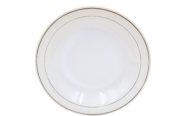 Plato Hondo Sopero de 23 cm 360 ml de Loza tipo Cerámica Blanco con Filo Plateado Tab and Kit