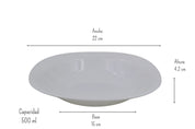 Plato Sopero Hondo Clásico Cuadrado de 22 cm de Vidrio Opalino Blanco ILuminarc