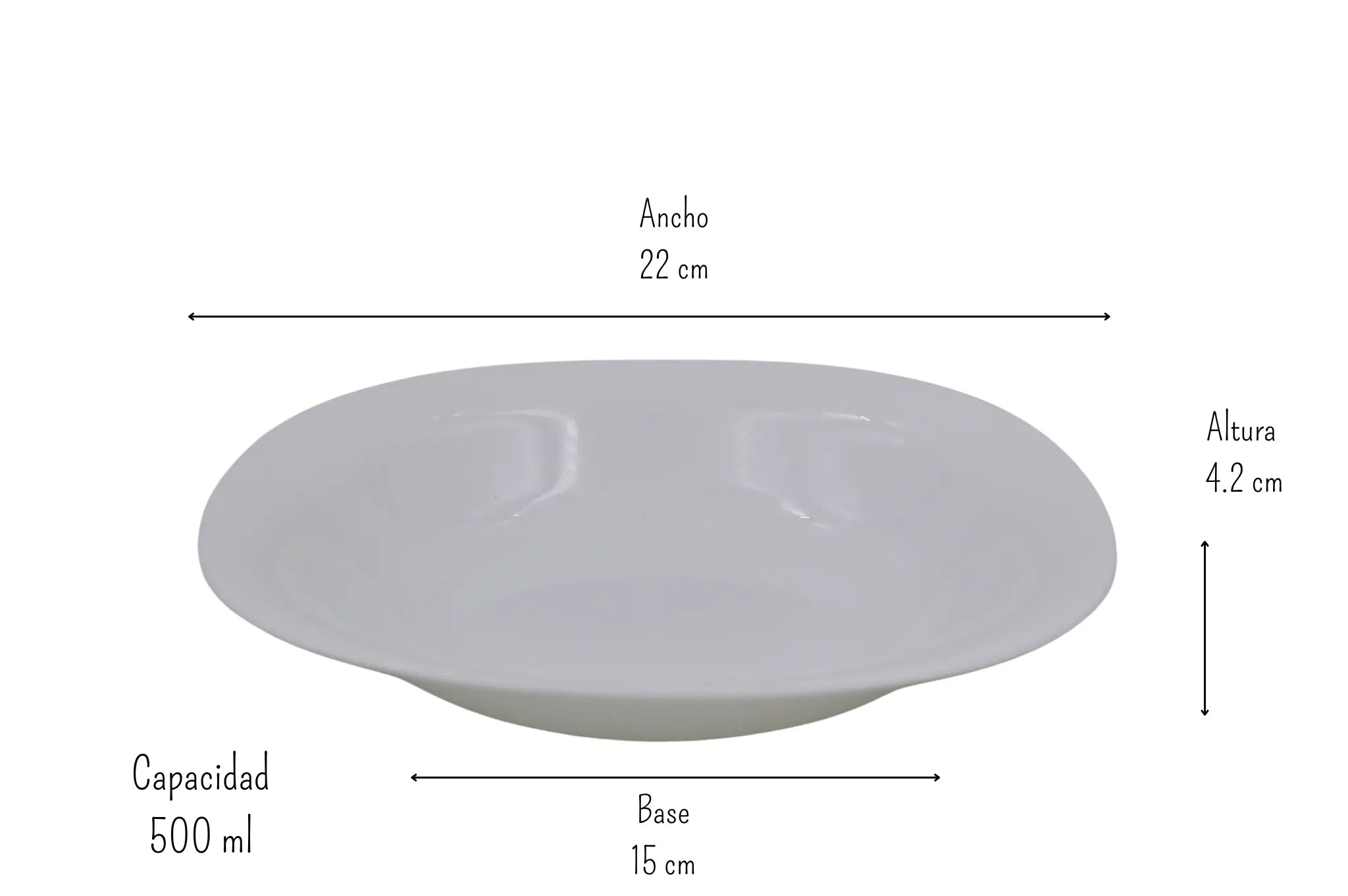 Plato Sopero Hondo Clásico Cuadrado de 22 cm de Vidrio Opalino Blanco ILuminarc