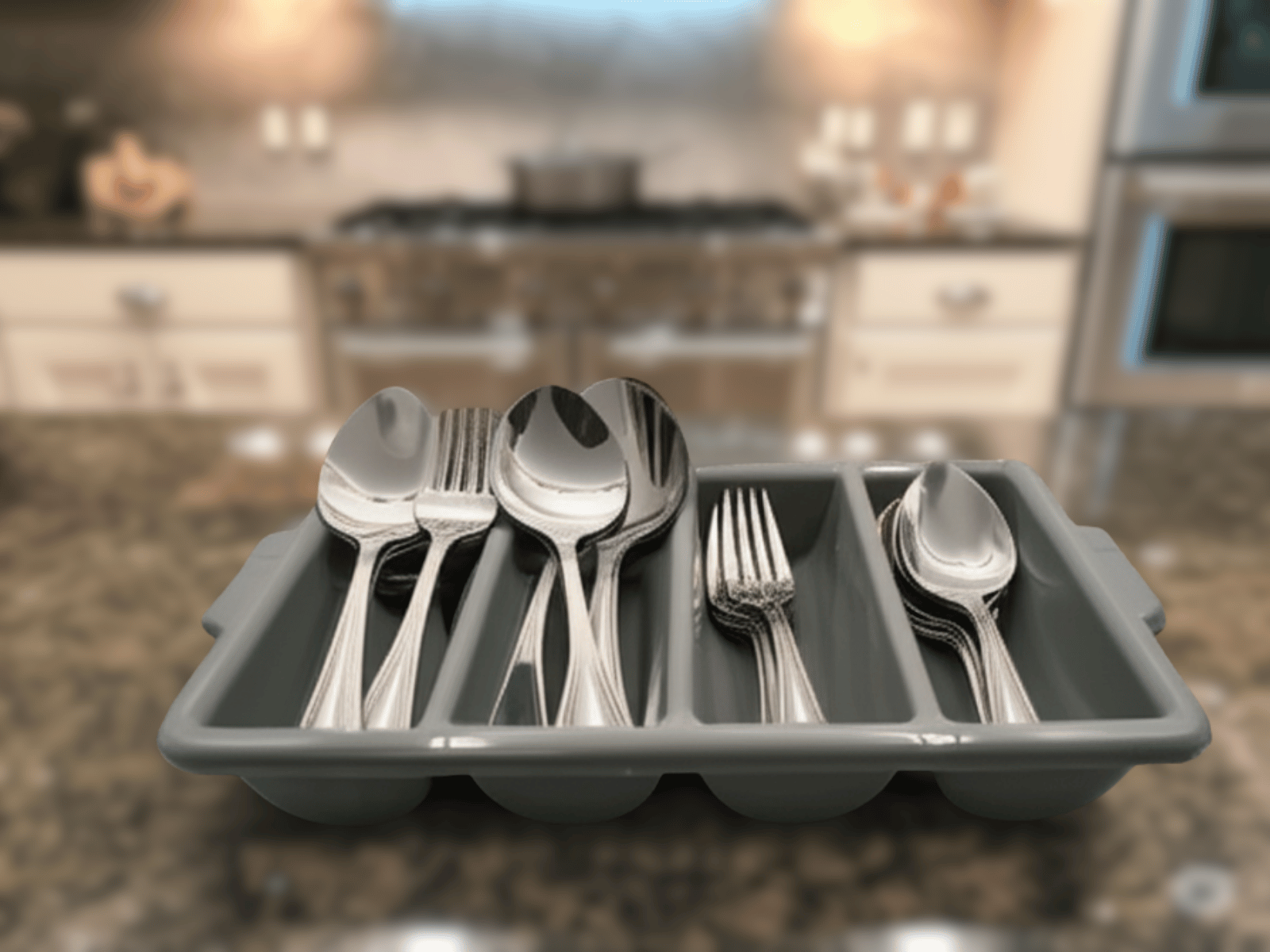 Porta Cubiertos de 4 Divisiones para Restaurante de Plástico Gris Tavola 94011