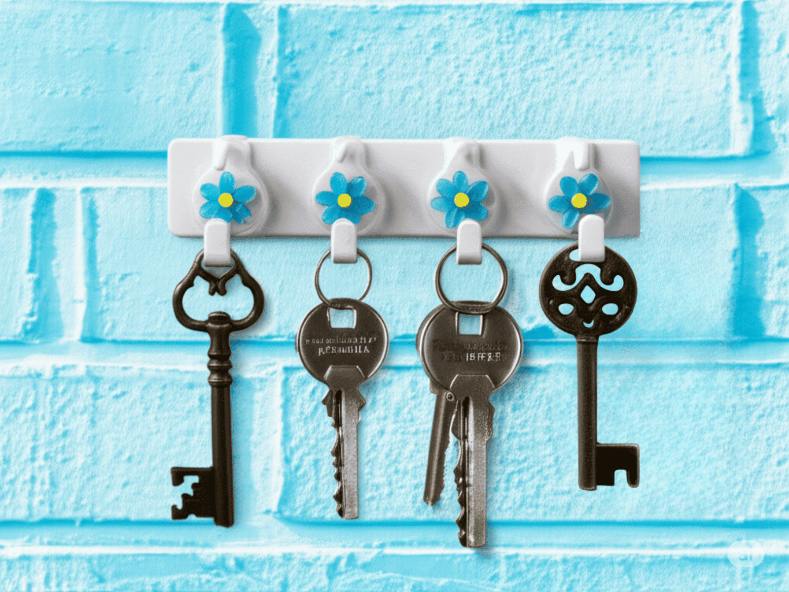 Porta Llaves para Pared de Plástico Flores Varios Colores Tab and Kit
