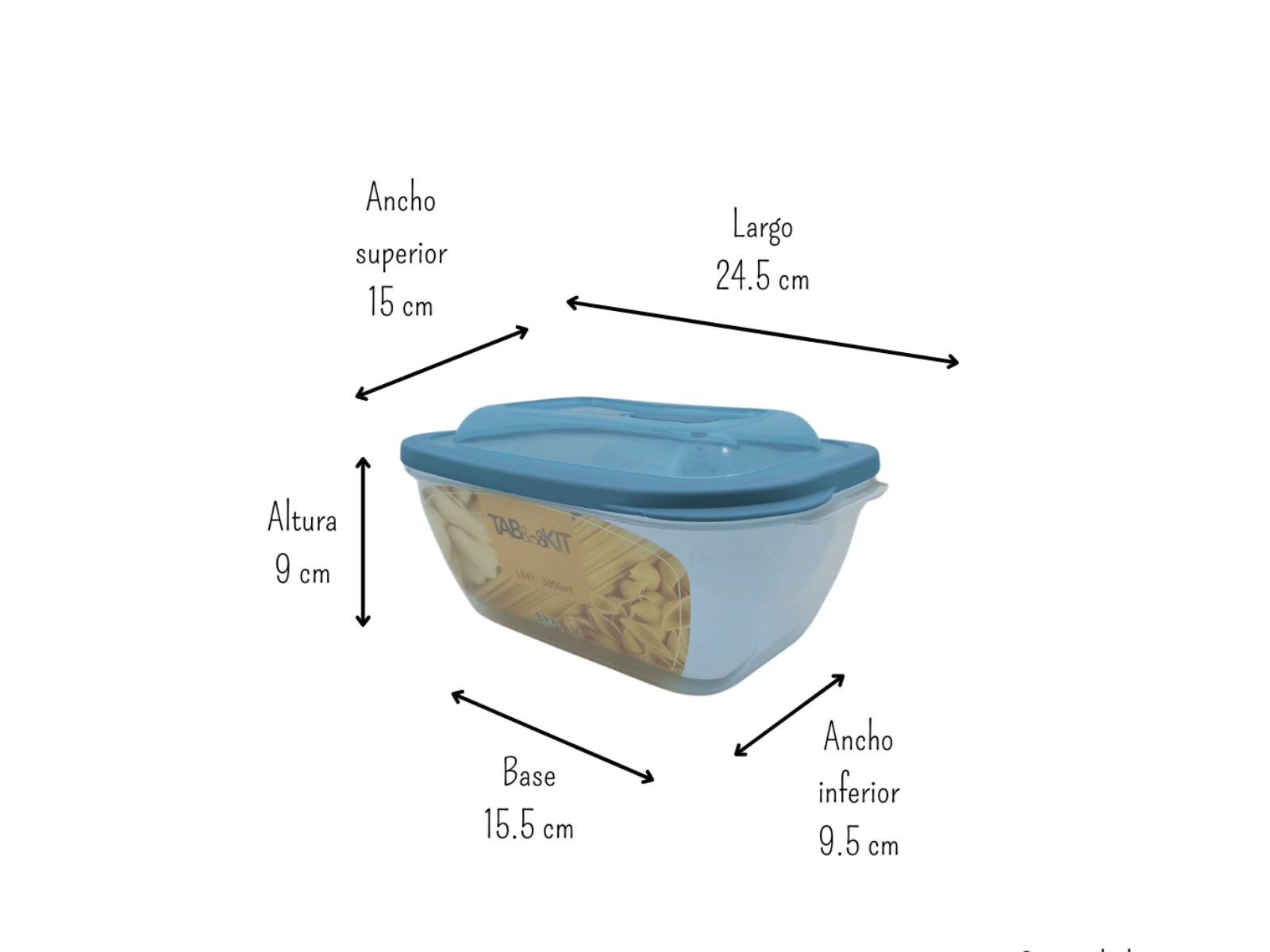 Recipiente Hermético Rectangular de 1.8 Litros de Plástico con Tapa y Valvula Tab and Kit