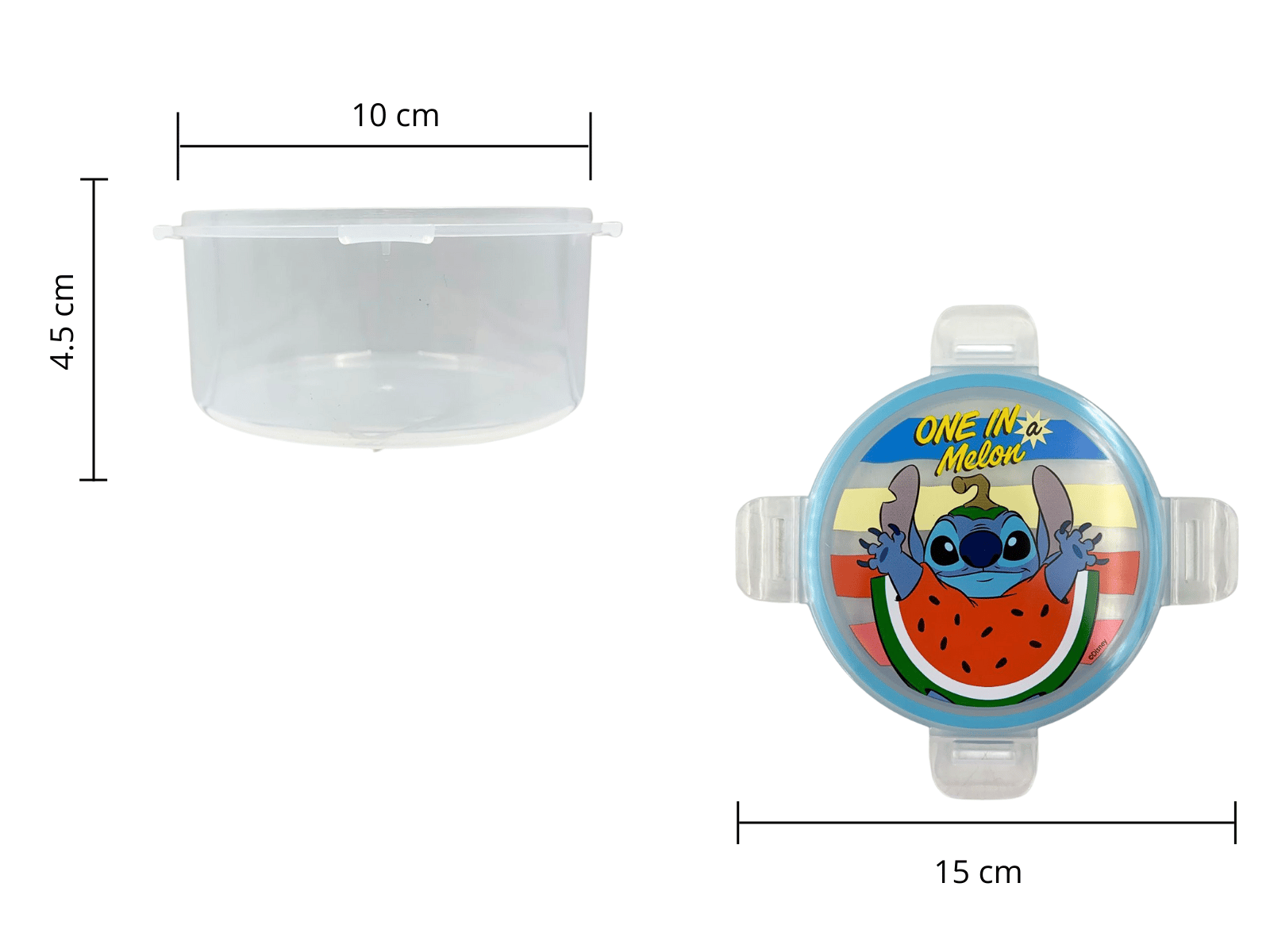 Recipiente Redondo de Plástico con Tapa Clip Infantil Stitch 97041 Andrómeda
