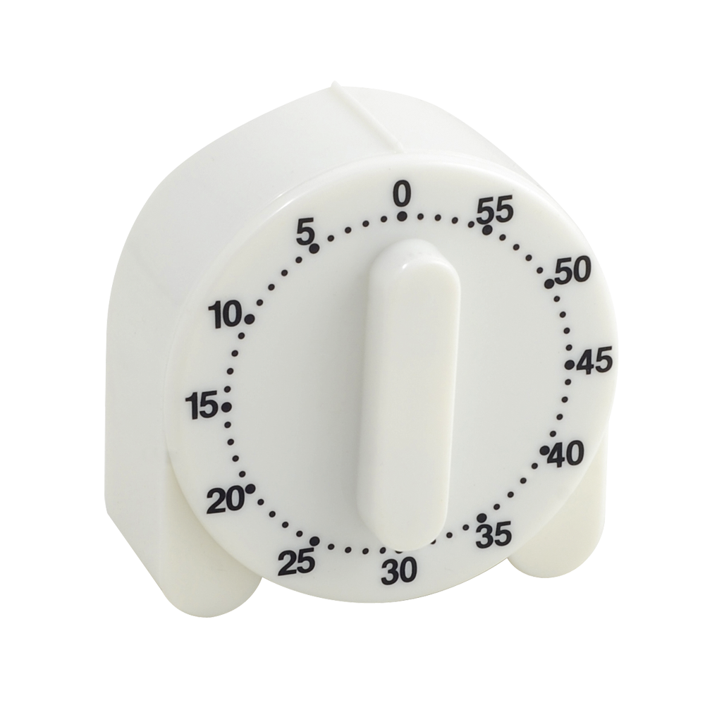 Reloj Timer Cronómetro de Cocina Resorte Manual hasta 60 Minutos Blanco Metaltex