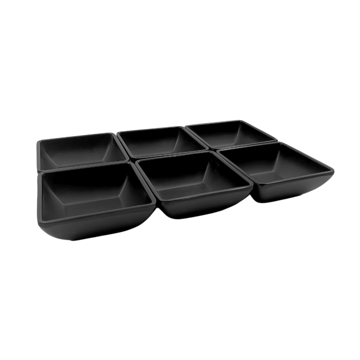Juego de 6 Salseras Chicas Cuadradas de Melamina Gruesa Moderna 47 ml Negra Mate Anforama