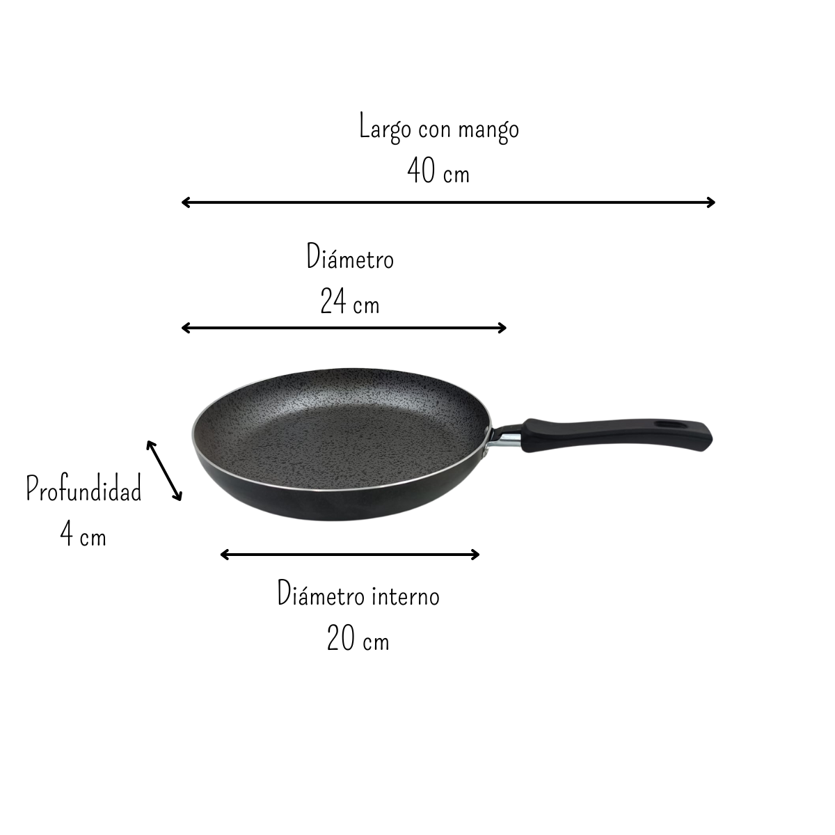 Sartén de 24 cm de Alumino con Antiadeherente Mango de Baquelita Negro Lamex 6773-3