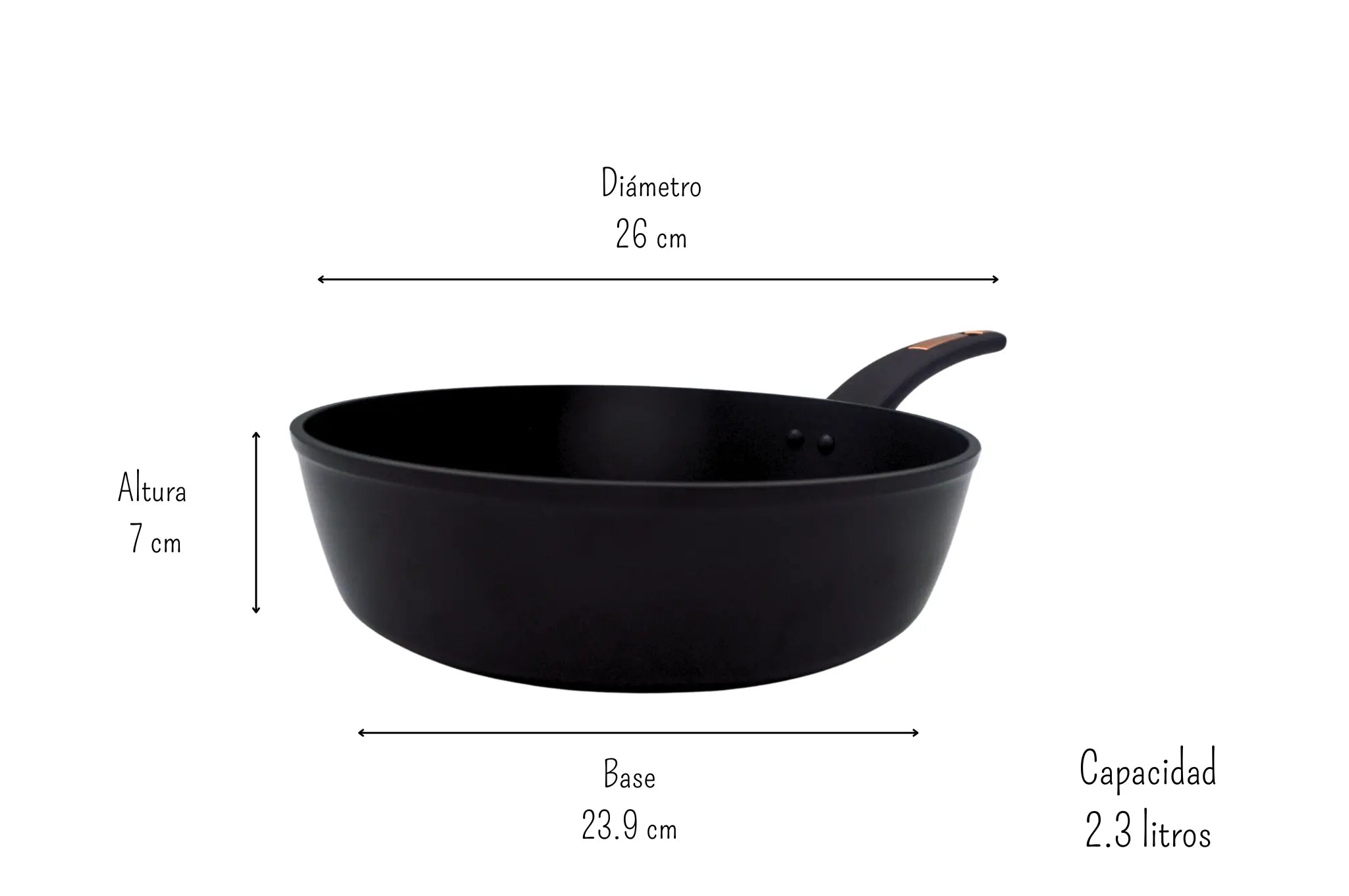 Sartén de Aluminio con Antiadherente 3.5 mm Titanium de 26 cm Negro Prime TKAL033 Tab and Kit