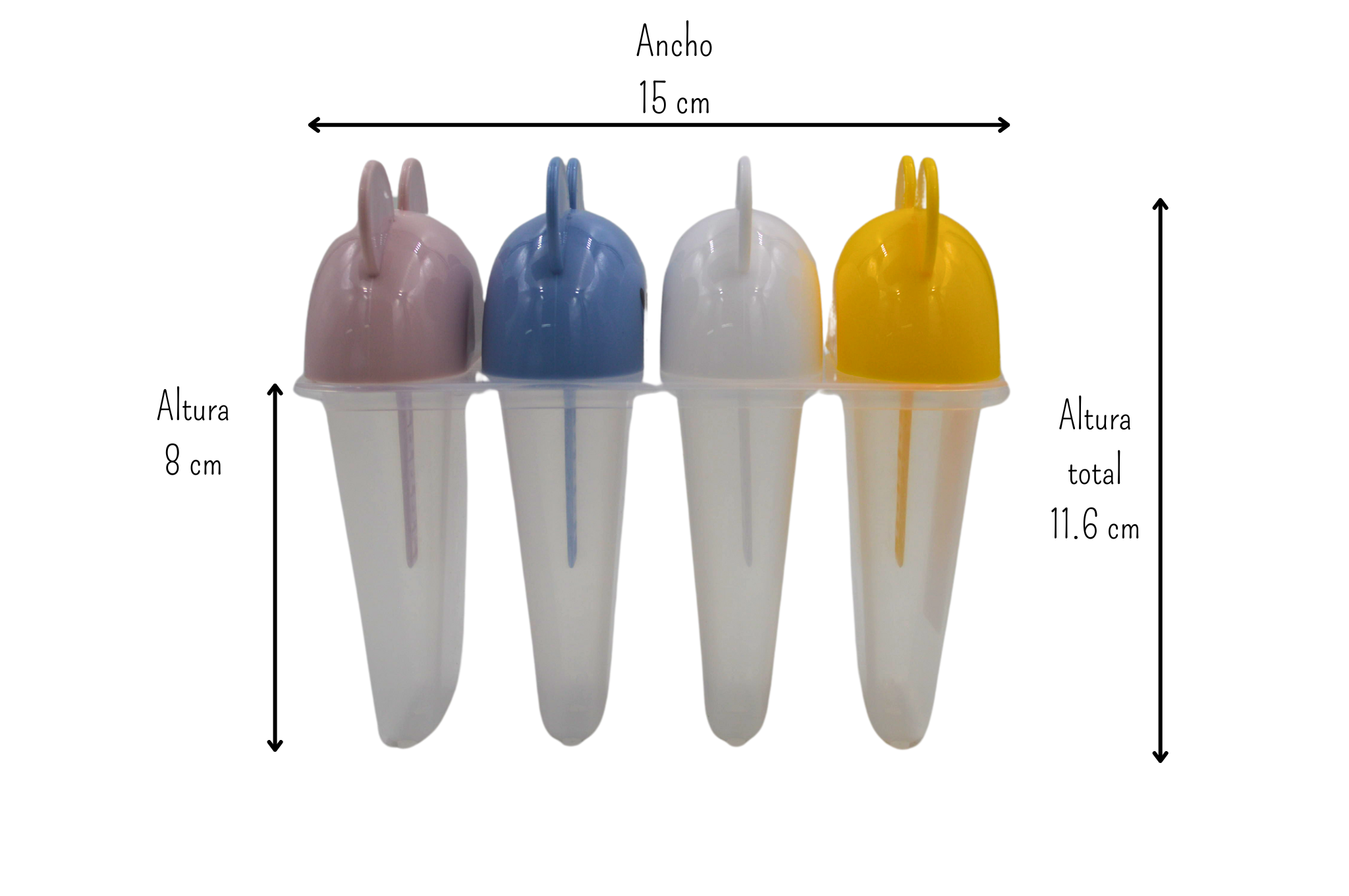 Set de 4 Moldes para Paleta de Plástico Osos 65 ml Varios Colores Anforama