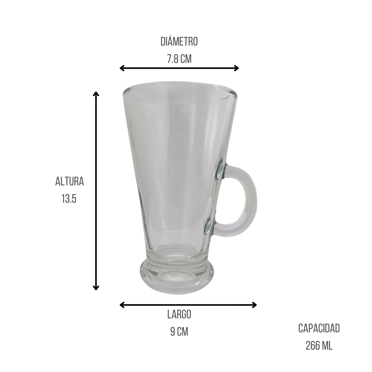 Taza Alta para Café Capuchino Elegante de 266 ml de Vidrio Resistente Crisa