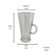 Taza Alta para Café Capuchino Elegante de 266 ml de Vidrio Resistente Crisa