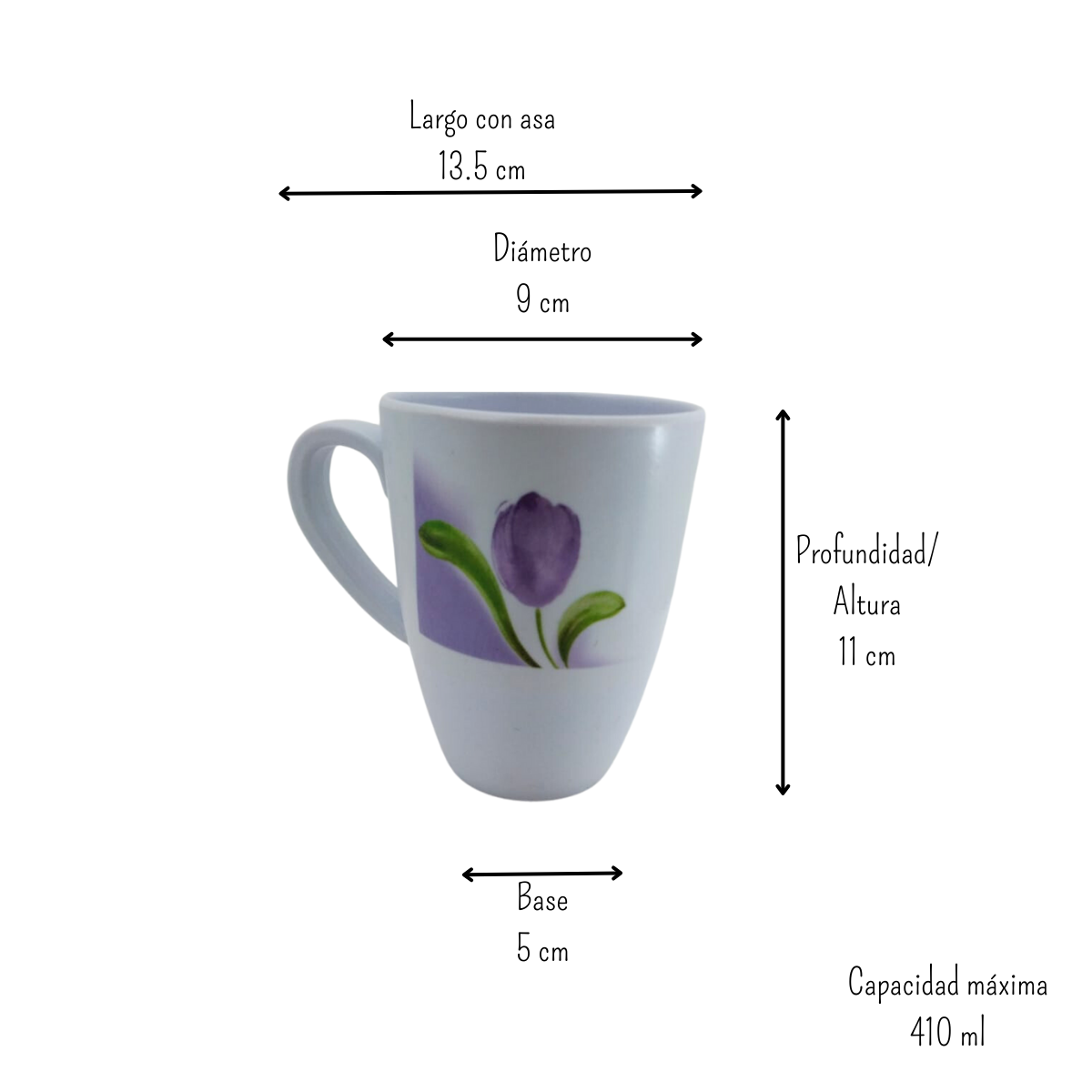 Taza infusion porcelana blanca/morado